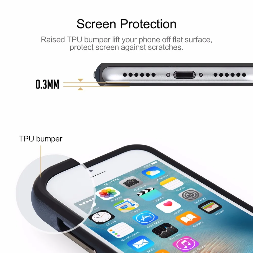 Чехол-подставка для iPhone 6 6s 7 Plus Жесткий ПК + Мягкий ТПУ Гибридный защитный чехол