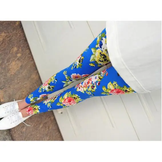 W056 Blue Peony CUHAKCI леггинсы с граффити цветочным рисунком Леггинсы для женщин Леггинсы Хаундстут распродажа эластичные дизайнерские винтажные леггинсы W056 - Цвет: W056 Blue Peony