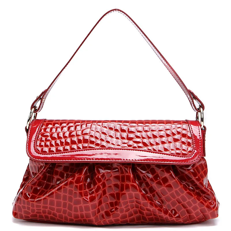 Shipping2014 свободного покроя крокодиловая кожа линии с оборками женщины Shulder сумки
