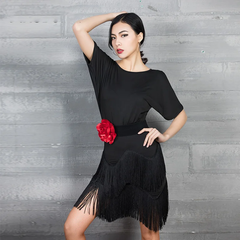 Женское платье с кисточками для латиноамериканских танцев тренировочный костюм