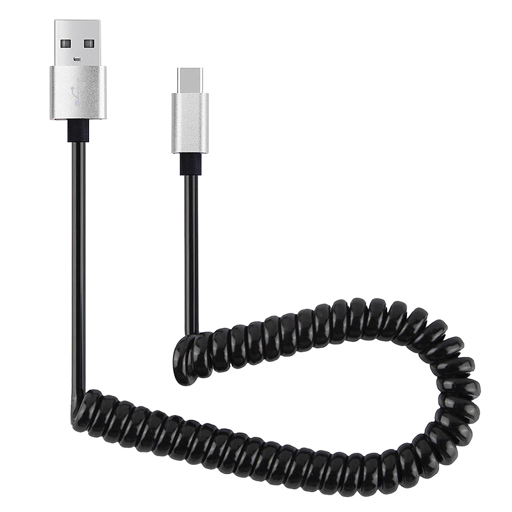 Новый спиральный пружинный USB кабель типа C для синхронизации данных и зарядки