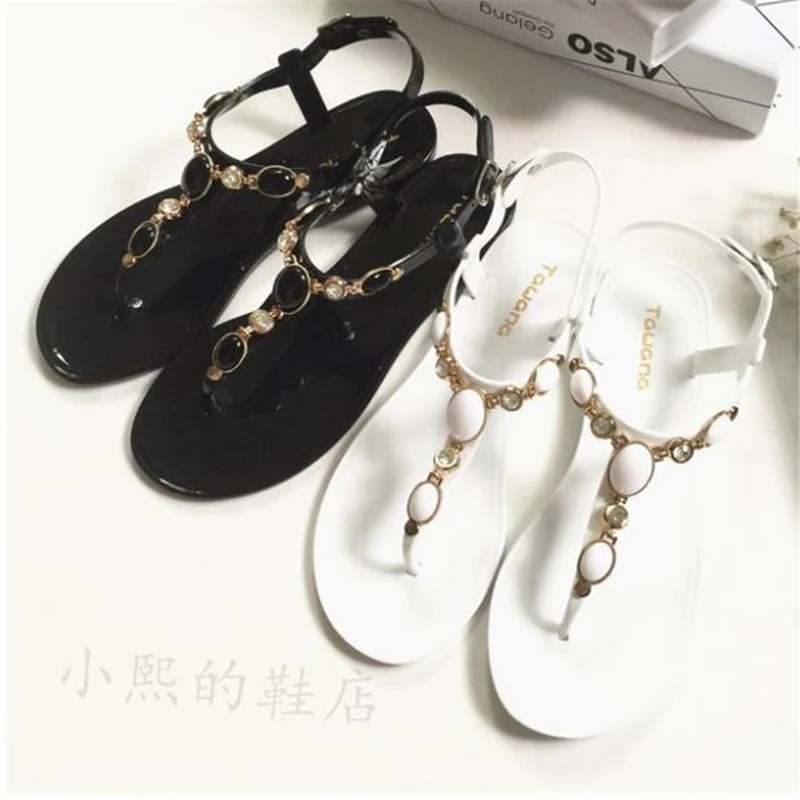 2018 винтажные богемные сандалии стразы на плоской подошве женские подошве|flat