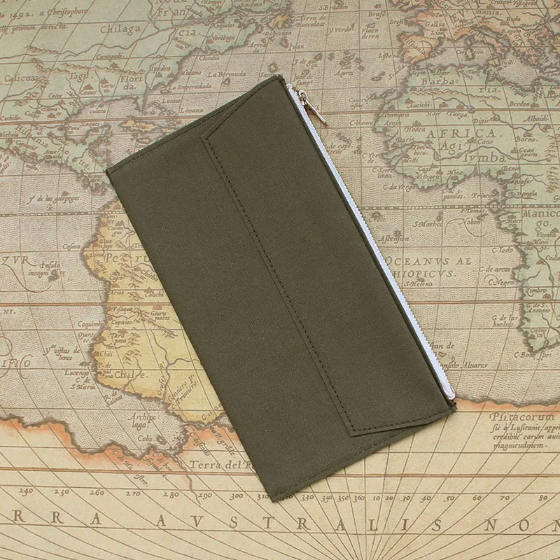 

Fromthenon Retro Storage Bag For Midori Traveler's Notebook Planner Zipper Pocket Card Holder File bag Vintage School Stationery