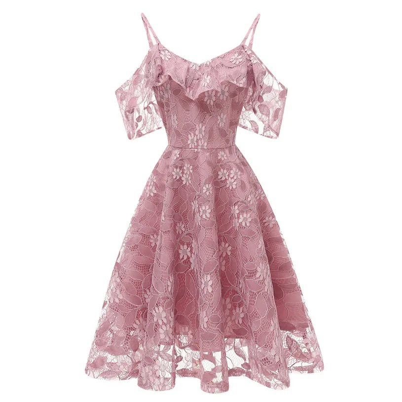 A line Dress Women Vintage Sexy Princess Floral Lace Solid Party Dresses Vestidos Verano 2018 Wholesales 40AT27 | Женская одежда