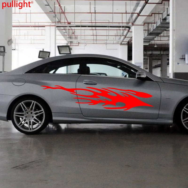 1 пара автомобильных гонок огненное пламя дверь наклейка класс графика боковые
