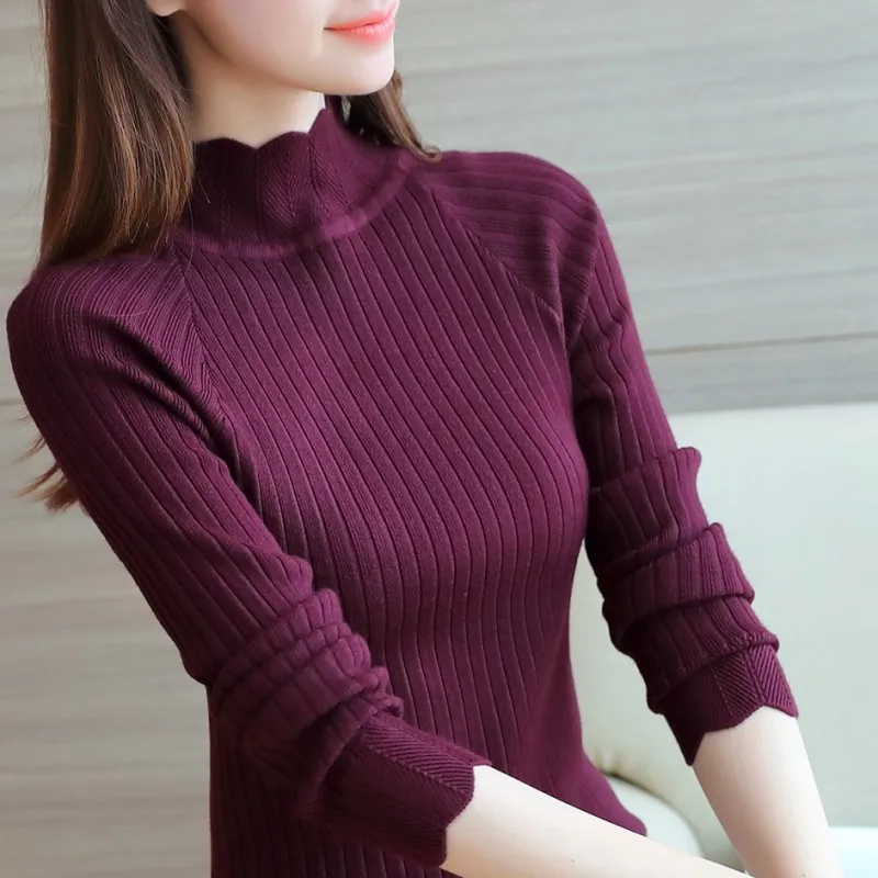 turtlenecks winter 2018 Korean Women sweaters Pullovers Ruffled Sleeve Turtleneck women's pullover sweater for top women | Женская
