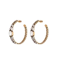 hibride luxury crystal baguette hoop earrings for women jewelry fashion wedding brincos party hoop earring wholesale e 679