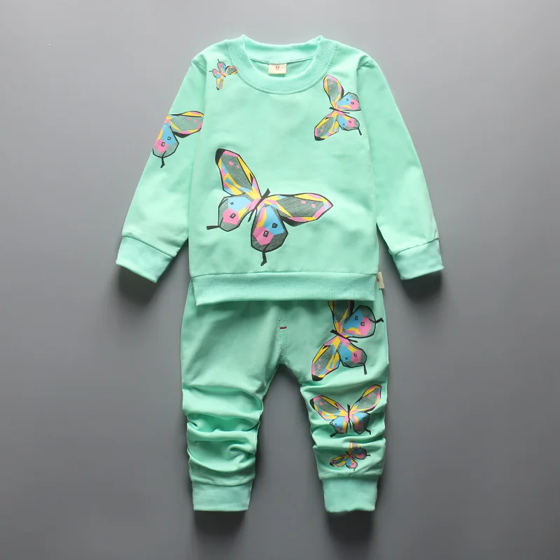 Детская весенне осенняя одежда с принтом в виде бабочек|autumn girl clothing set|girls clothinggirls