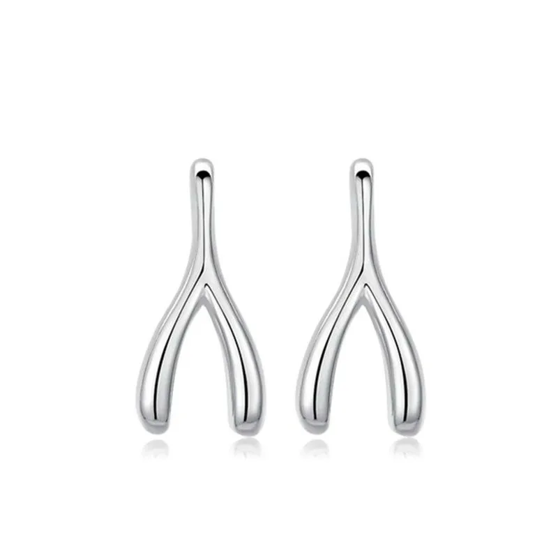 Wishbone посеребренные серьги гвоздики для женщин массивные оптовая