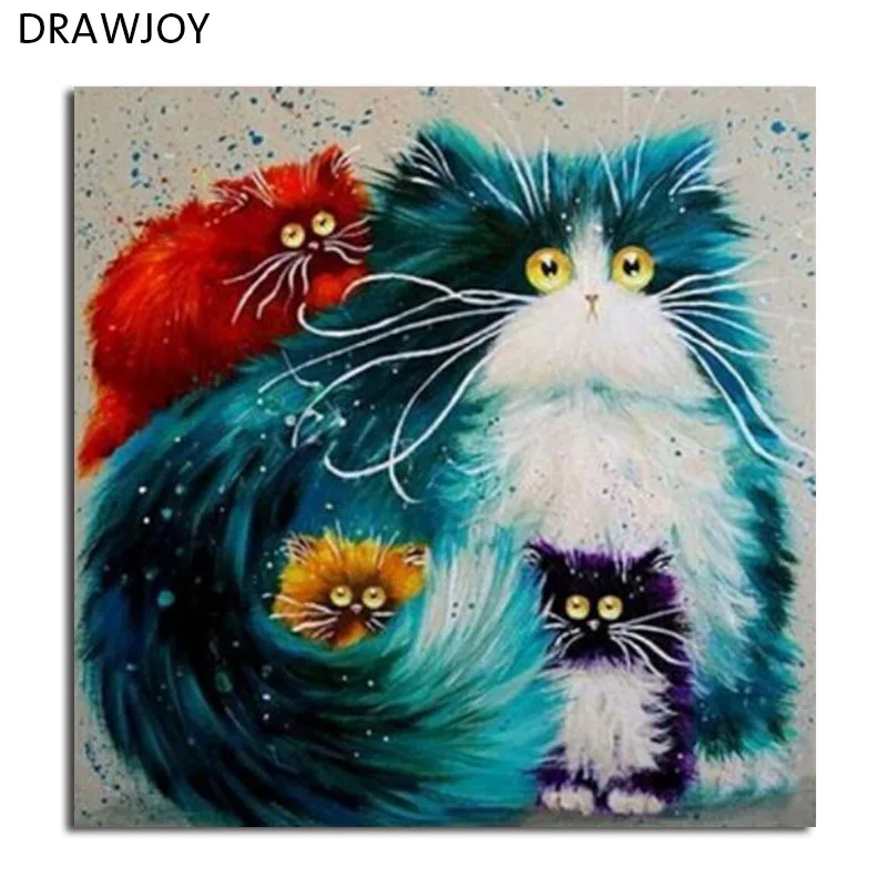 DRAWJOY кошка в рамке картины DIY картина маслом по номерам живопись и каллиграфия украшение дома стены искусства GX3805 40*50 см