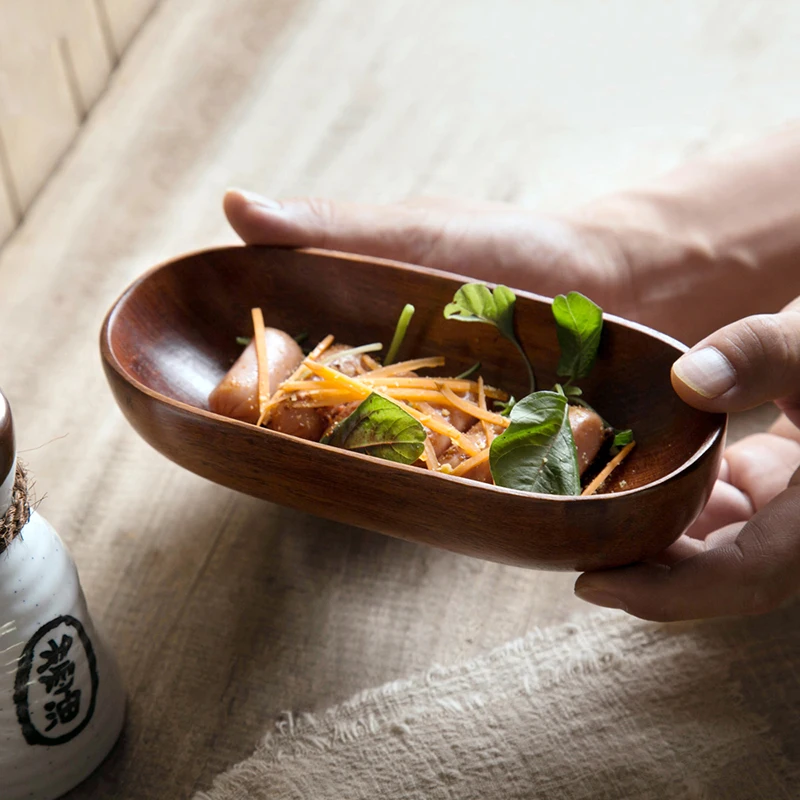 Creative Ferry Shape Dinner Plate Japanese Cuisine Sushi Handmade Wood Tableware Dessert Fruit Tray Snacks Dish Dinnerware | Дом и сад