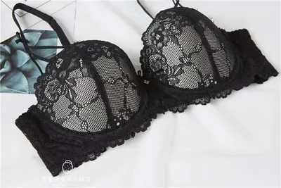 black Сексуальный мусс, пуш-ап, кружевное женское нижнее белье, бюстгальтер и трусики, наборы, бант, юная девушка, цветок, прозрачные трусики, зеленый, красный - Цвет: black