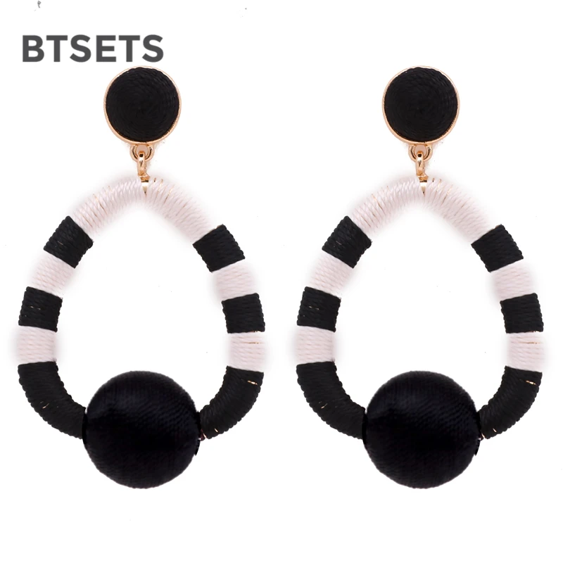 BTSETS модные серьги подвески с бахромой для женщин Bijoux круглые массивные красные