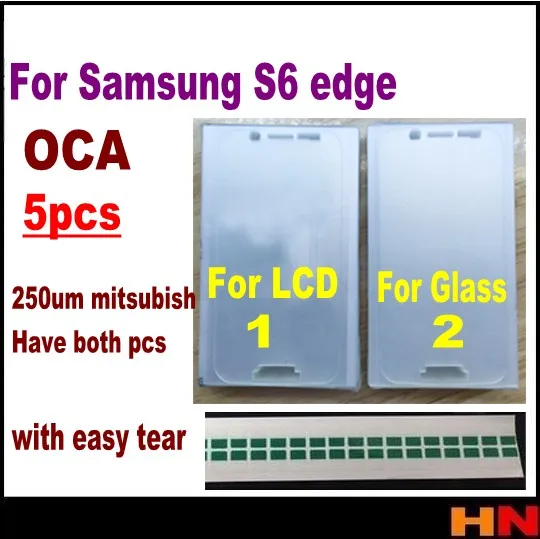 5 шт. 250 мкм OCA оптическая прозрачная клейкая пленка для Samsung Galaxy S6 edge двухсторонняя