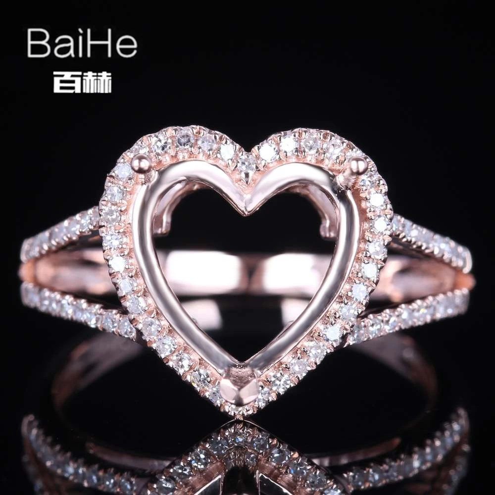 BAIHE однотонное 14K розовое золото сертифицированное сердце Свадебное женское