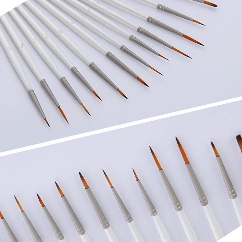 12pcs/set Hand Gouache Paint Brush Nylon Hair Hook Line Pen Student Extra Fine Watercolor Acrylic Soft For School Art Supplies | Канцтовары
