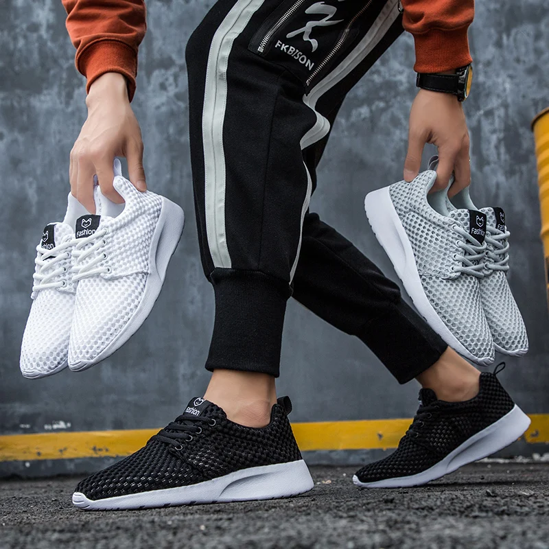 Мужские сверхлегкие кроссовки светло-коричневые дышащие на плоской подошве