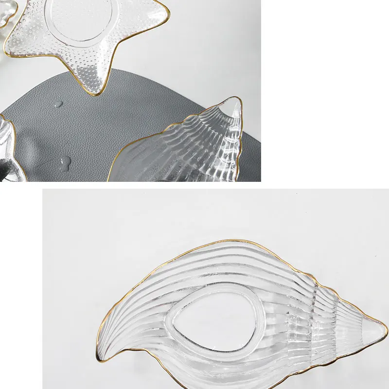 Ins style Phnom Penh glass tableware creative marine series plate sushi candy salad dessert conch plate