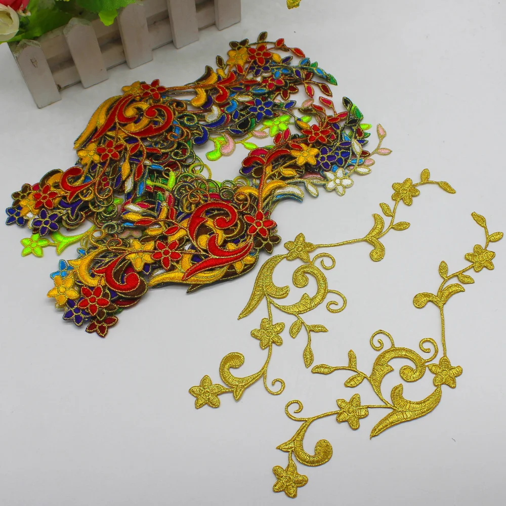 Патчи YACKALASI золотистые с аппликацией 6 5*23 см|gold trim|gold embroidery appliquegold |
