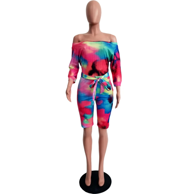 Женский комбинезон карандаш с открытыми плечами поясом Модный облегающий