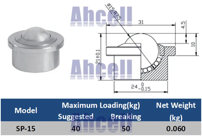 Пластик POM тяжелый Вес службы блока переноса шаровой SP 15 PL Пресс вклинивание