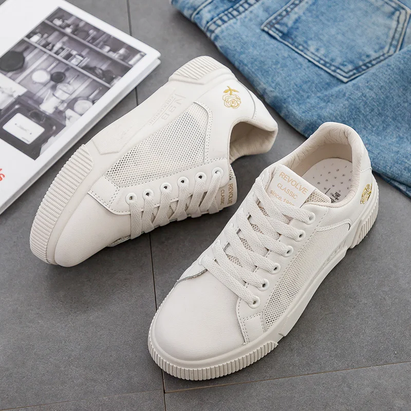 2019 женская обувь белые женские кроссовки с вышивкой Вулканизированная сезон
