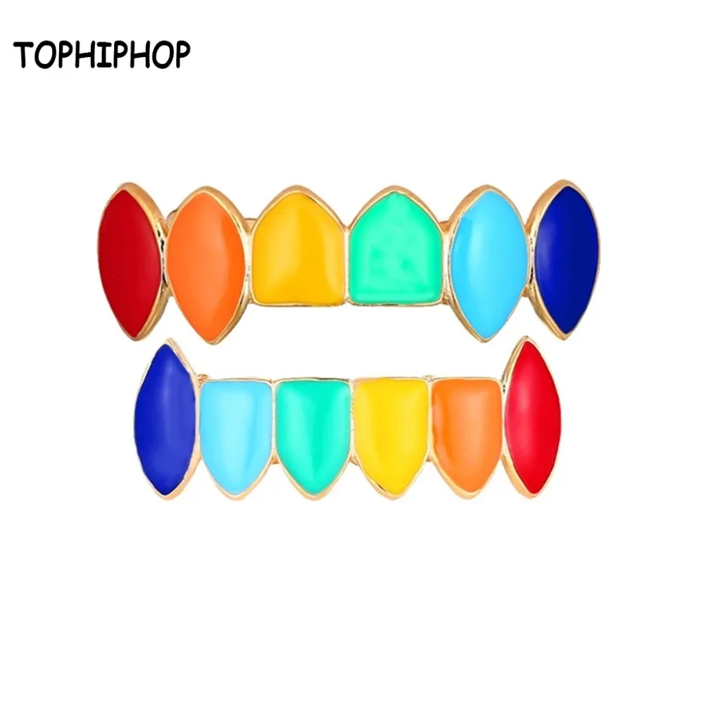 Набор декоративных коронок для зубов комплект 69 в стиле хип хоп разноцветные