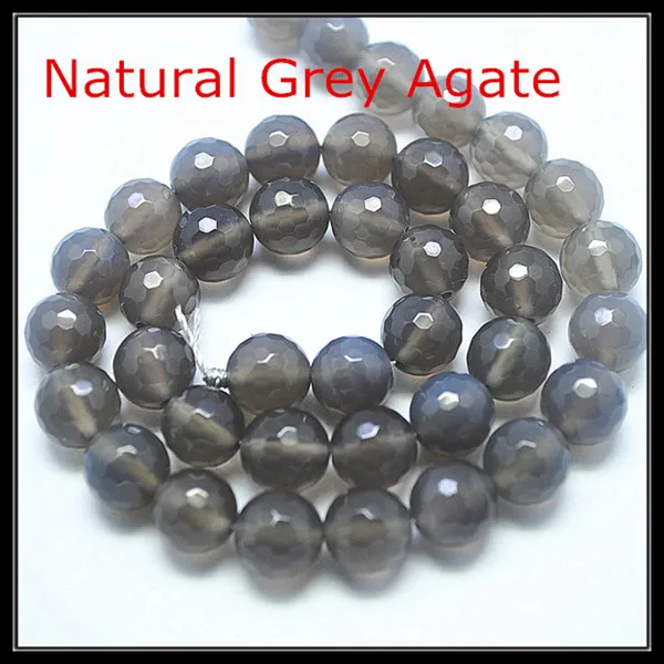 Новые бусины с натуральным камнем, граненые серые агати, каменные бусины, аксессуары для очаровательных браслетов, размер 4 мм 6 мм 8 мм 10 мм 12 мм