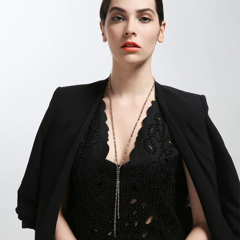 

Neoglory Austrain Crystal Colorful Long Chain Beads Tassel Necklaces for Women Girl Fashion Jewelry Gifts 2020 Colf