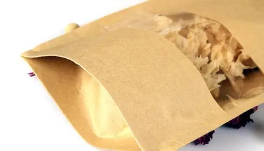 

100pcs/lot cheese pouch 22*30cm stand up Kraft paper compound ziplock bag with window, craft paper tea/dry flower sack