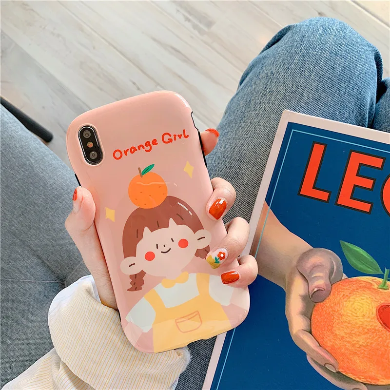 cartoon slender waist boys girls IMD Orange blue soft shell mobile phone bag For Apple iphone6 6s 7 8 Plus X XS XR MAX case |