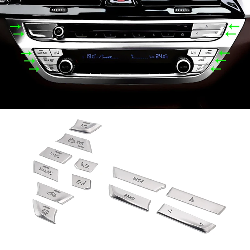

Стайлинг автомобиля ABS Хромированная центральная консоль кондиционера кнопки переключателя крышка наклейка отделка для BMW 5 серии 2018 528 530 G30...