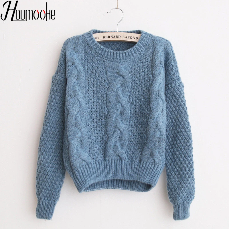 Houmooke Women Autumn Winter Cheap Sweaters Warm Thick Pullover and Jumpers Twisted Christmas Pull Femme Red Sweater out Tops | Женская