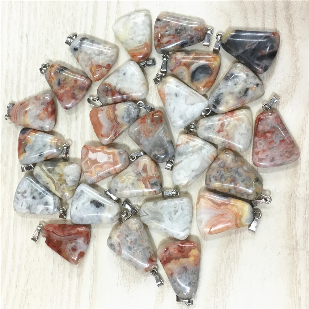 good quality natural stone crazy agates sector fan pendants Trapezoid necklace for jewelry making Wholesale 50pcs dropshipping | Украшения