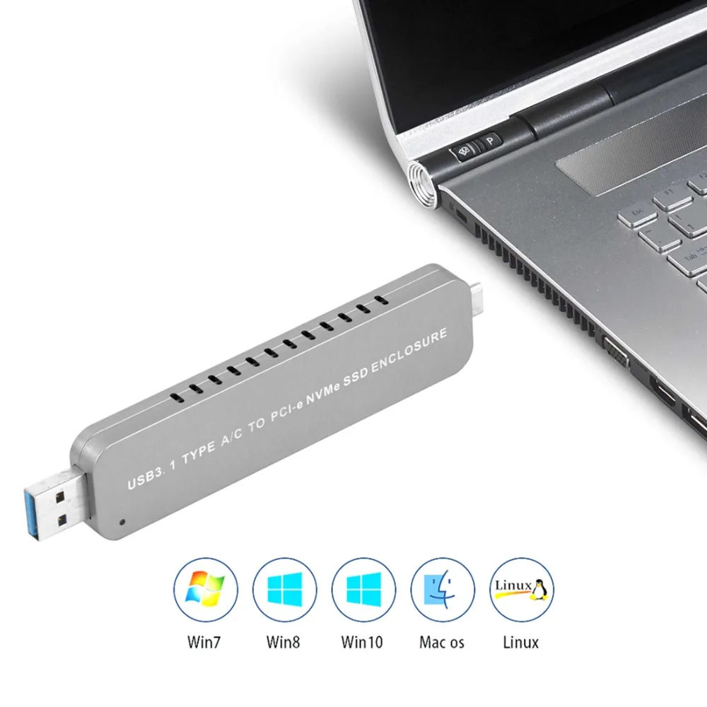 XT-XINTE LM903 USB3.1 to PCI-E for NVME M.2 TYPE-A to TYPE-C TYPE-A SSD Hard Disk Box for 2242/2260/2280 SSD