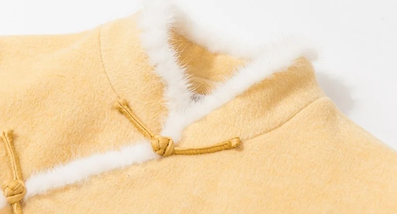 Традиционное китайское платье женский зимний чеонгам Qipao Костюм ханьфу вьетнамское Платье женское медитационное желтое китайское платье TA1332