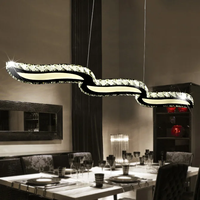 Современный хрустальный подвесной светильник светодиодный волнистый длинный