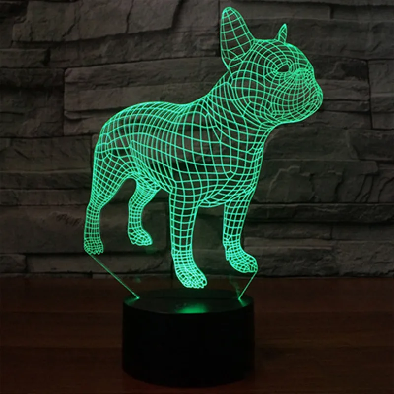 3d лампа в виде французского бульдога забавный светодиодный ночник экшн фигурка