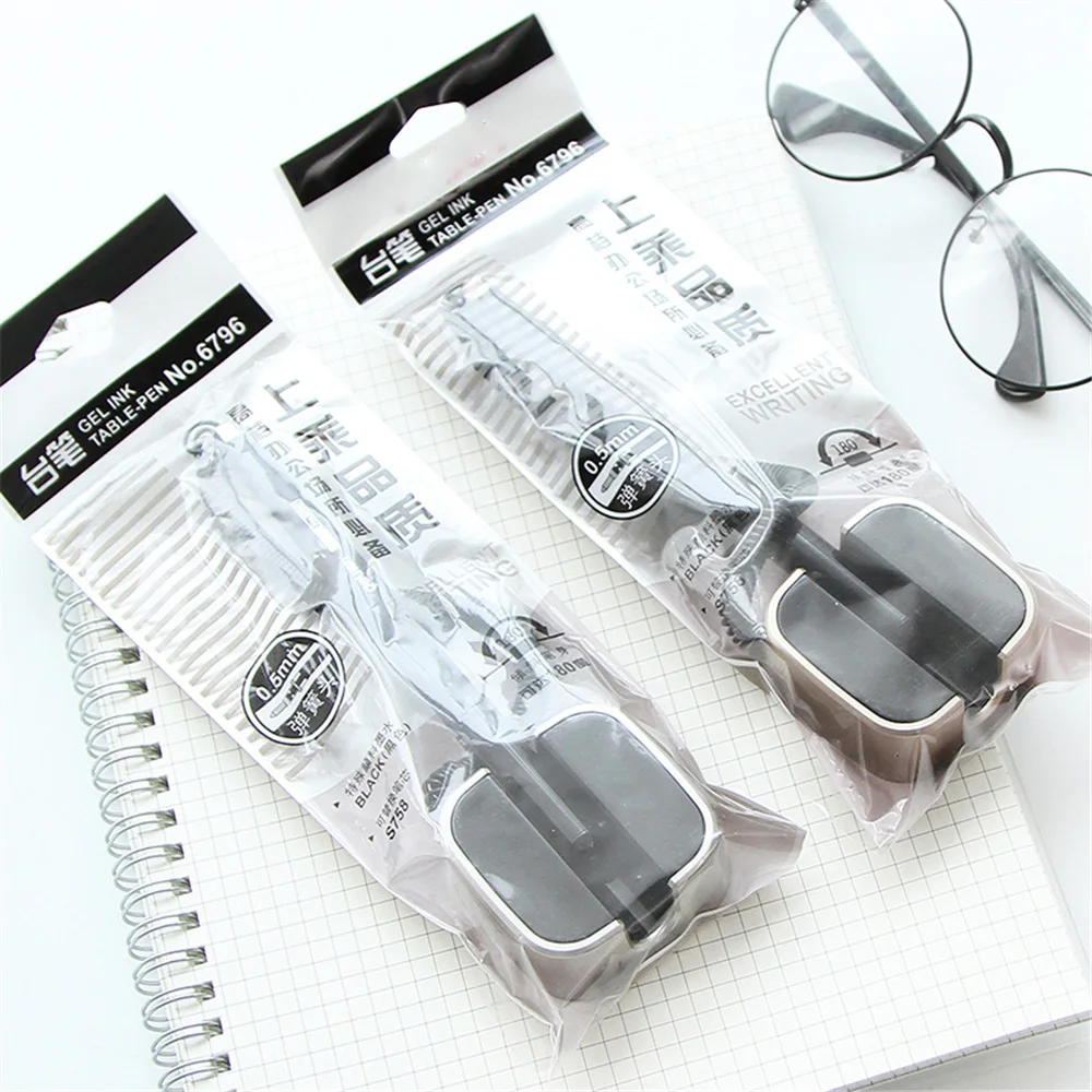 

2pcs /lot Office Stationery Gel Pen 0.5mm Business Black Desk Counter Table Gel pens for bank Elegant plastic pen for writing