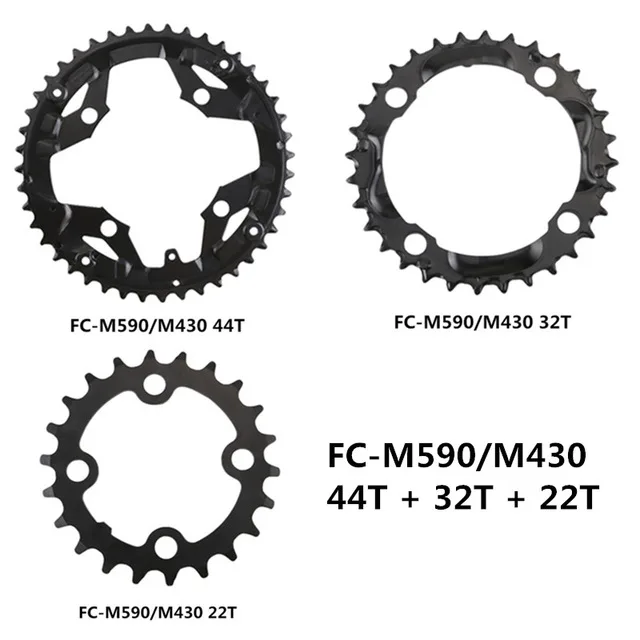 Новые оригинальные звездочки SHIMANO FC-M590/FC-M430 для горного велосипеда 44 T/42 T/32 T/22 T, запасные части, совместимые с Shimano - Цвет: 44T 32T 22T