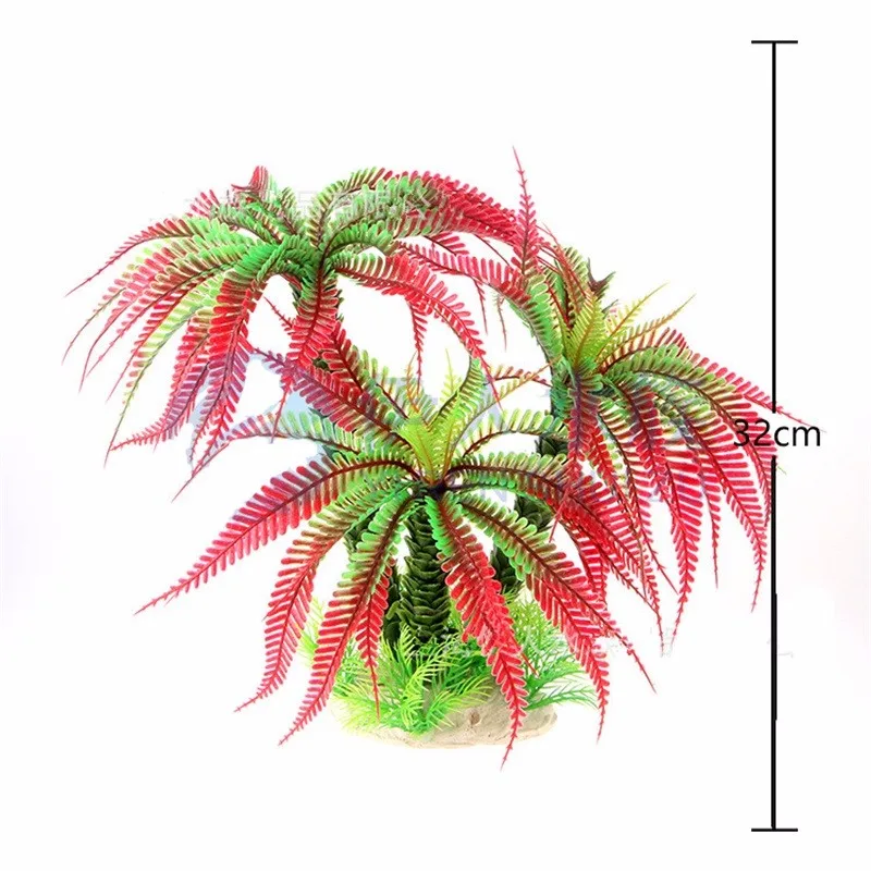 

Cheap 1pcs/32cm Artificial Plastic Aquarium Green Palm Plant Lawn Aquarium Landscape Accessories Aquarium Products