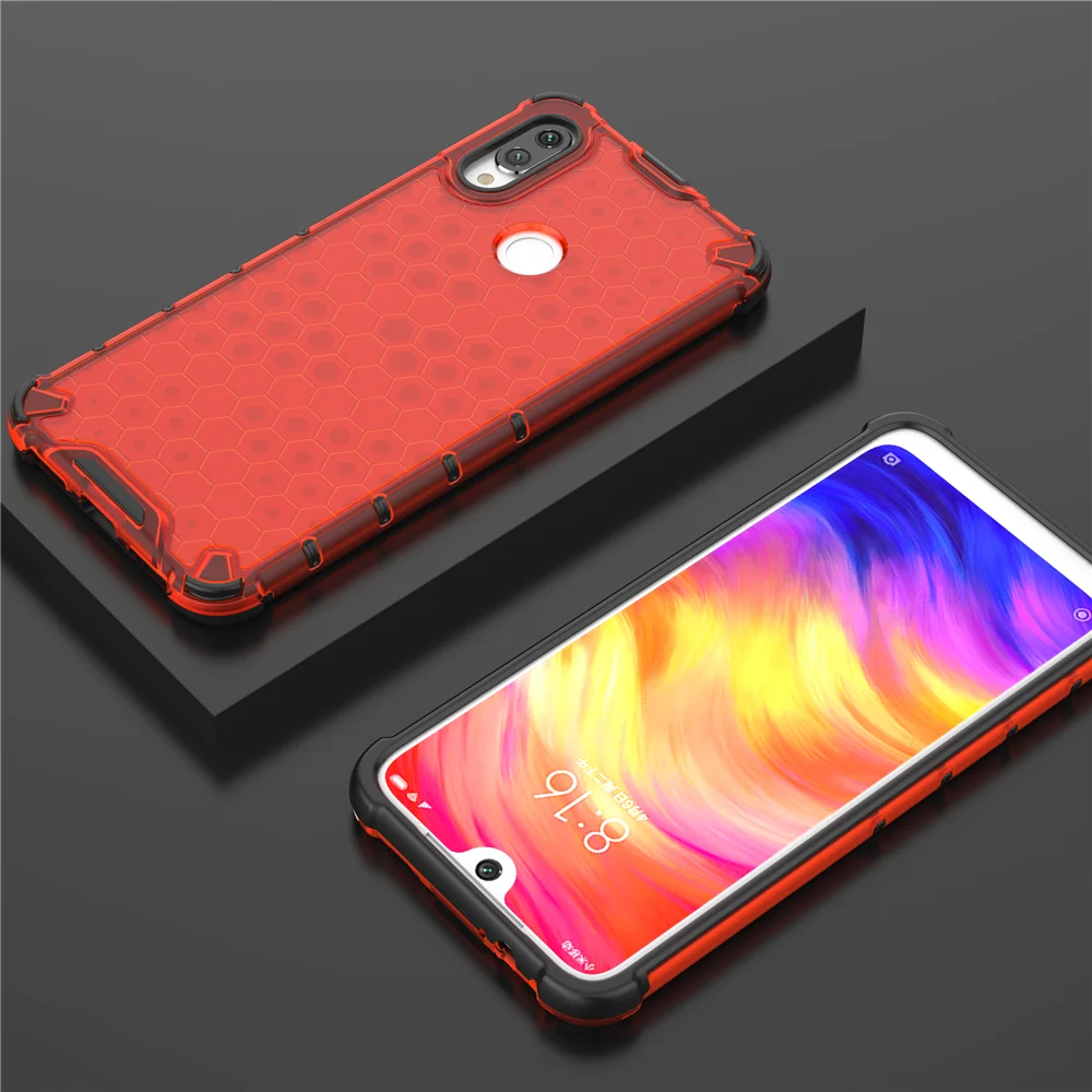 Чехол Hexa Core TPU+ PC Honeycomb прочная гибридная защита прозрачная цветная задняя крышка с защитой от царапин для Xiaomi Redmi Note 7