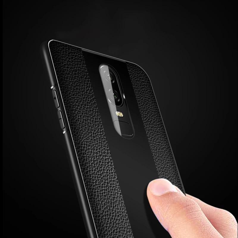 Luxury TPU Soft border Glass phone Cover Case For One plus 6 Shockproof PU Leather oneplus 1+6 |