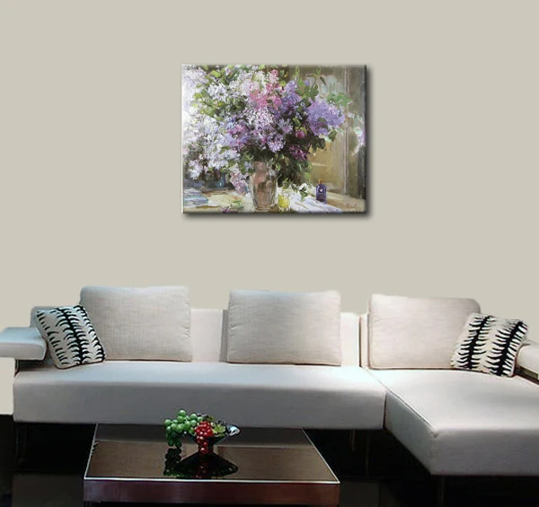 Высокое качество настенная живопись холст растягивающиеся цветы масляная для