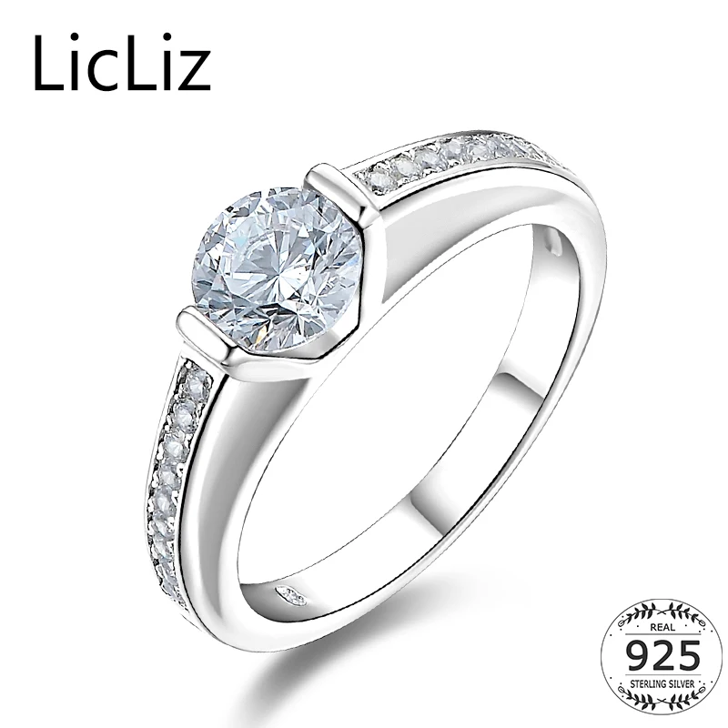 LicLiz 0.5ct кубический циркониевый солитер обручальное кольцо из стерлингового серебра 925 пробы CZ кольцо вечности для женщин Ringer Mujer LR0408