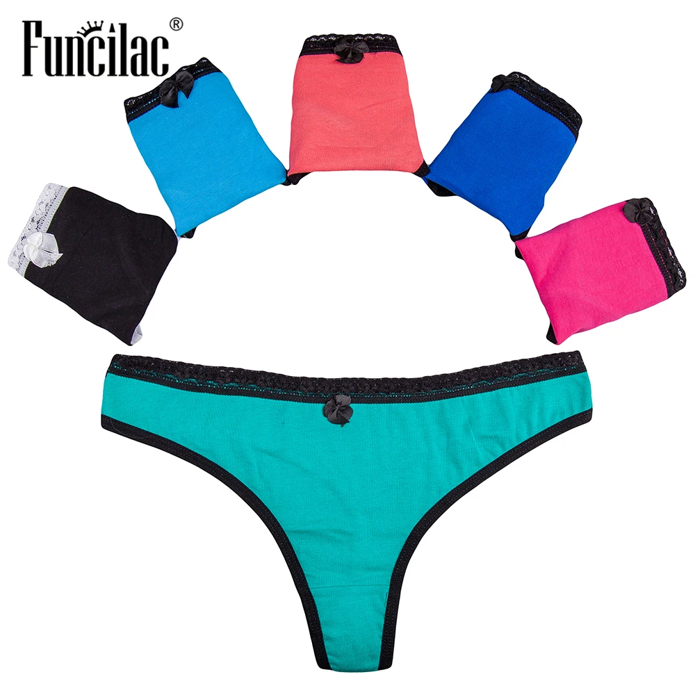 FUNCILAC хлопок женские стринги сексуальные кружева G String трусики трусы для Для