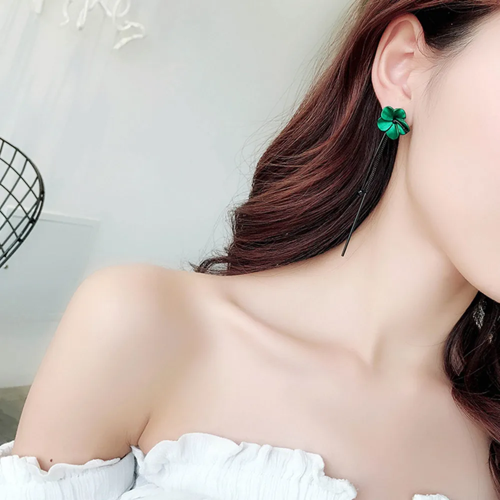 FYUAN 2018 новые весенние зеленые красные серьги с цветами длинное черное