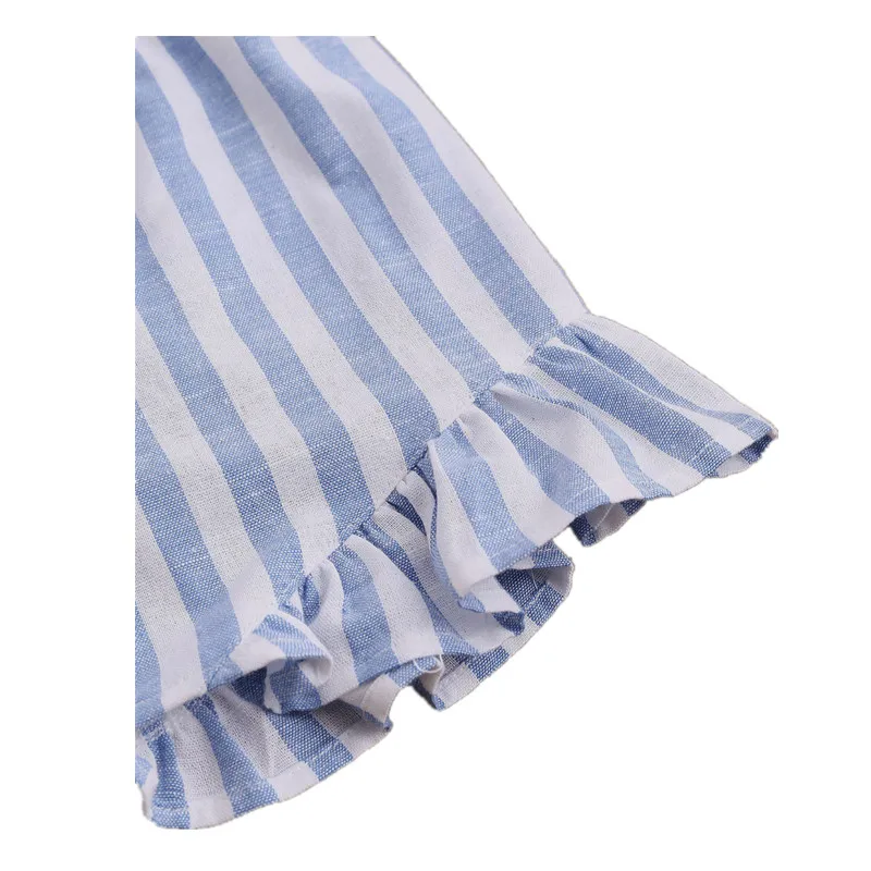 2018 Новая коллекция Для женщин летний комплект из двух предметов синий в полоску