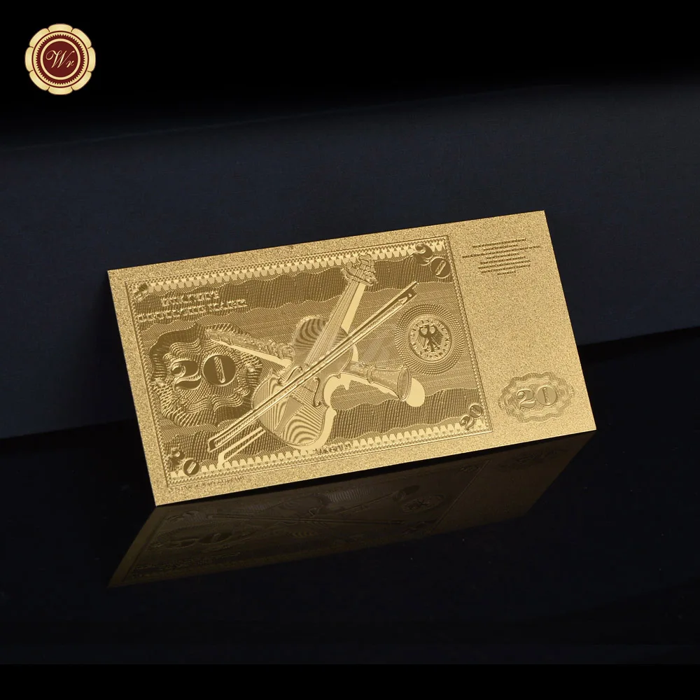 Немецкая банкнота 20 немецких марок Модные металлические позолоченные банкноты