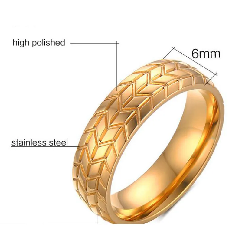 Кольцо мужское из нержавеющей стали 6 мм золотистое/серебристое - купить по